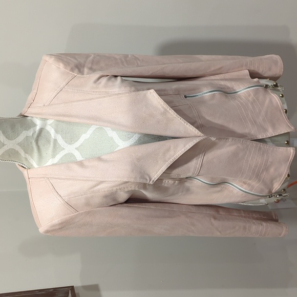 Vex Collection Pink Faux Suede open Jacket - Picture 1 of 10